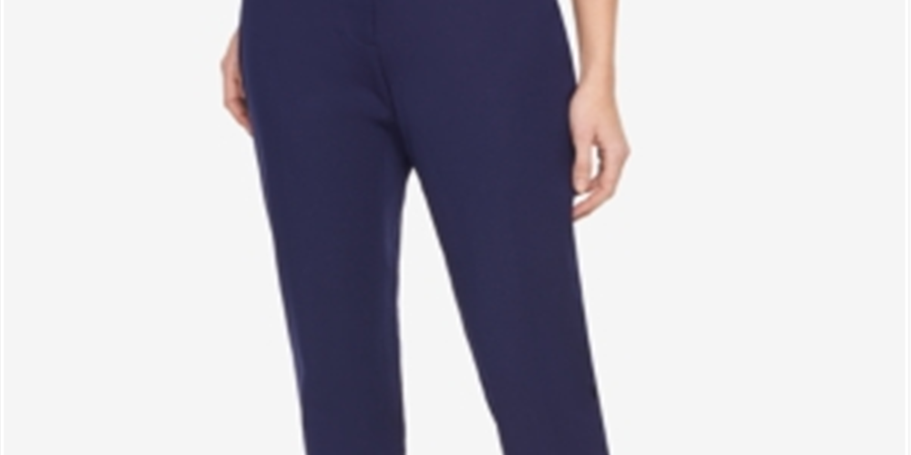 Tommy Hilfiger Women's Ashby Straight Leg Twill Dress Pants Blue Size 12