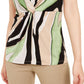 Alfani Women's Knot Waist Printed Blouse Brown Size Small