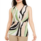 Alfani Women's Knot Waist Printed Blouse Brown Size Small