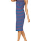 Ultra Flirt Junior's Striped Bodycon Midi Dress Blue Size M