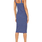 Ultra Flirt Junior's Striped Bodycon Midi Dress Blue Size M