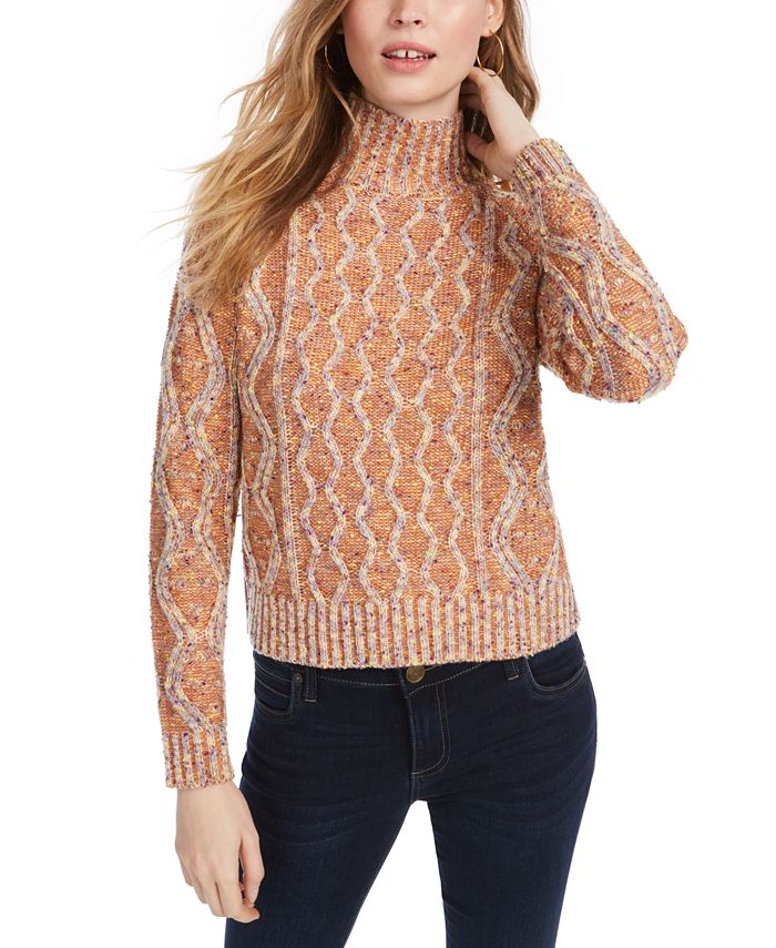Kit & Sky Women's Cable Knit Sweater Orange Size Medium