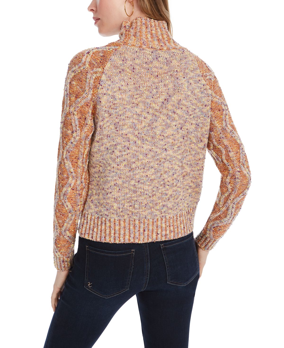 Kit & Sky Women's Cable Knit Sweater Orange Size Medium