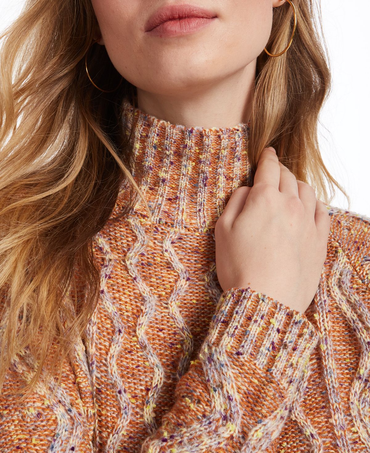 Kit & Sky Women's Cable Knit Sweater Orange Size Medium