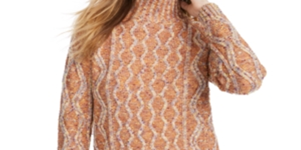 Kit & Sky Women's Cable Knit Sweater Orange Size Medium