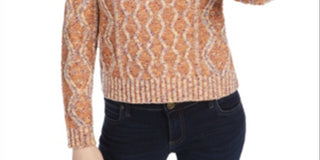 Kit & Sky Women's Cable Knit Sweater Orange Size Medium