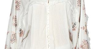 Free People Women's Sweet Emotion Emboidered Peasant Blouse White Size Large