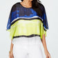 Alfani Women's Colorblocked Wing-Sleeve Bubble Hem Blouse White Size Small