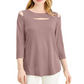 Alfani Women's Front Cutout Cold Shoulder Top Rose Size XX-Large