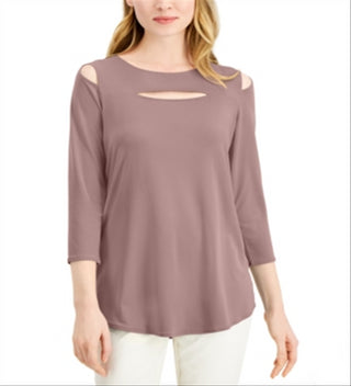 Alfani Women's Front Cutout Cold Shoulder Top Rose Size XX-Large