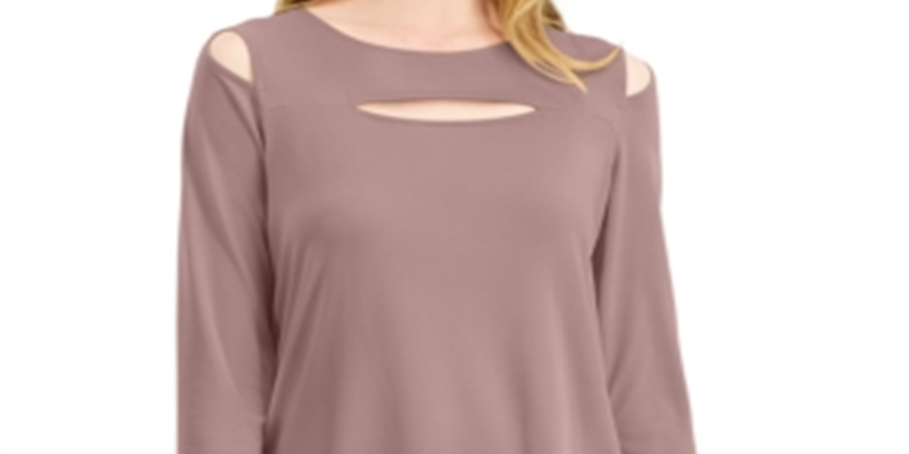 Alfani Women's Front Cutout Cold Shoulder Top Rose Size XX-Large