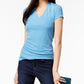 INC International Concepts Women's Short Sleeve V Neck Top Blue Size X-Small
