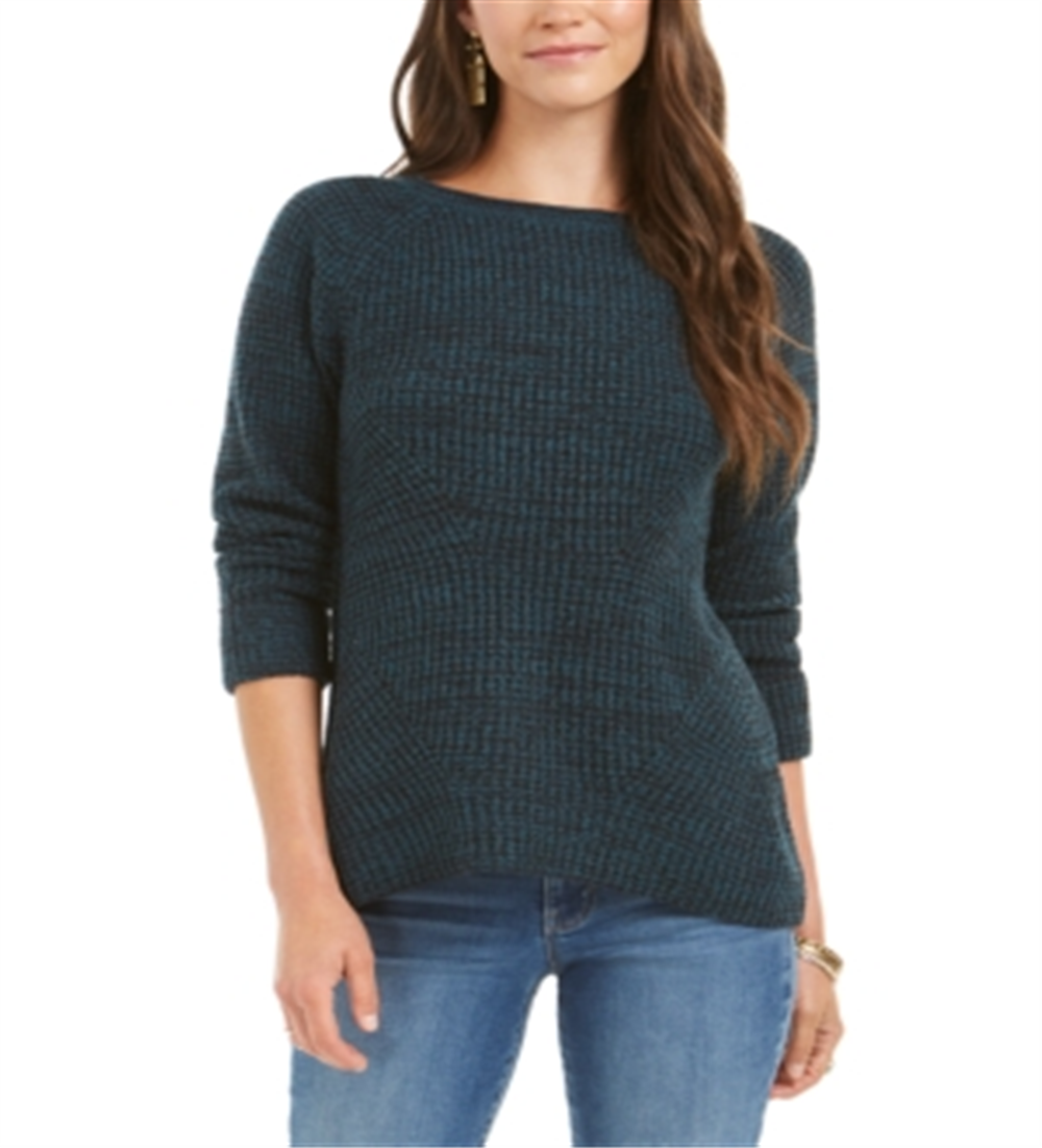 Style & Co Women's Crewneck Marled Sweater Green Size Small