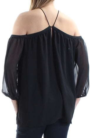 1.STATE Women's Off the Shoulder Halter Neck Blouse Black