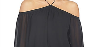 1.STATE Women's Off the Shoulder Halter Neck Blouse Black