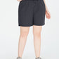 Ideology Women's Stretch Tie Pocketed Cropped Shorts Gray Size 1X