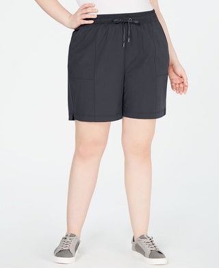 Ideology Women's Stretch Tie Pocketed Cropped Shorts Gray Size 1X