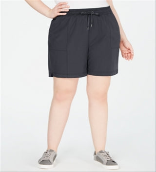 Ideology Women's Stretch Tie Pocketed Cropped Shorts Gray Size 1X