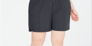 Ideology Women's Stretch Tie Pocketed Cropped Shorts Gray Size 1X