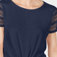 INC International Concepts Women's Plus Lace Sleeve Tie Front Top Blue Size 3X