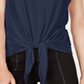 INC International Concepts Women's Plus Lace Sleeve Tie Front Top Blue Size 3X
