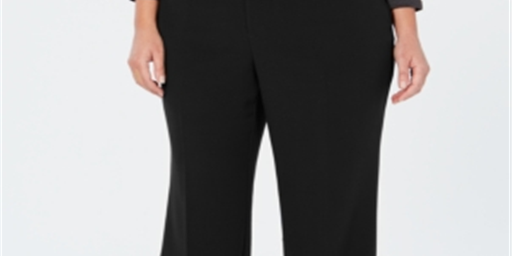Charter Club Women's Plus Tummy Slimming Relaxed Fit Trouser Pants Black Size 14W