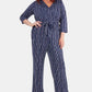 NY Collection Women's Plus Surplice Stripes Jumpsuit Blue Size 2X