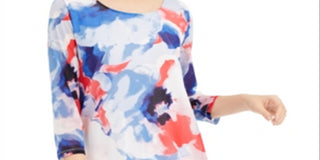 Alfani Women's Printed Super Tunic Blue Size XX-Large