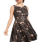 City Studios Junior's Embellished Floral Burnout Velvet Dress Pink Size 9
