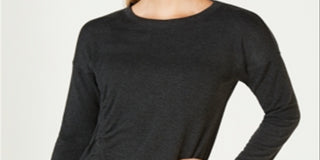 Ideology Women's Fitness Workout Pullover Top Gray Size Medium