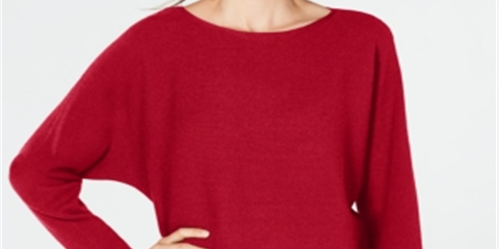 IINC International Concepts Women's Sweater Dolman Sleeve Ribbed Knit Pullover Red Size X-Small