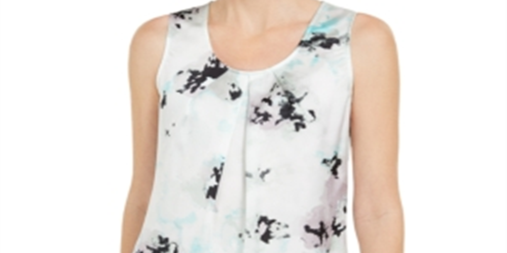 Kasper Women's Sleeveless Floral Print Top Green Size X-Large