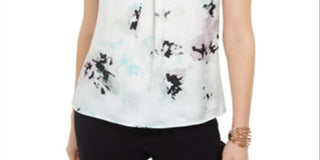 Kasper Women's Sleeveless Floral Print Top Green Size X-Large