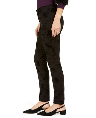 Alfani Women's Velvet Flocked High Waist Skinny Pants Black Size 4