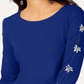 INC International Concepts Women's Embellished Sleeve Top Blue Size X-Small