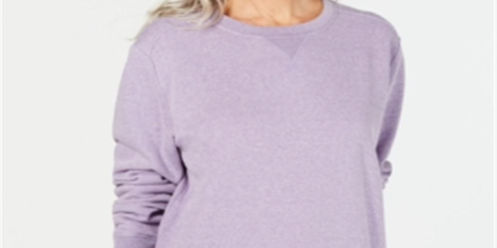 Karen Scott Women's Sport Long Sleeve Crewneck Sweatshirt Purple Size Large