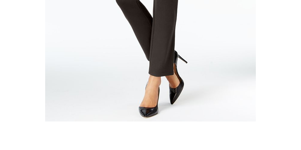 JM Collection Women's Ponte Pull on Straight Leg Pants Brown Size Petite S