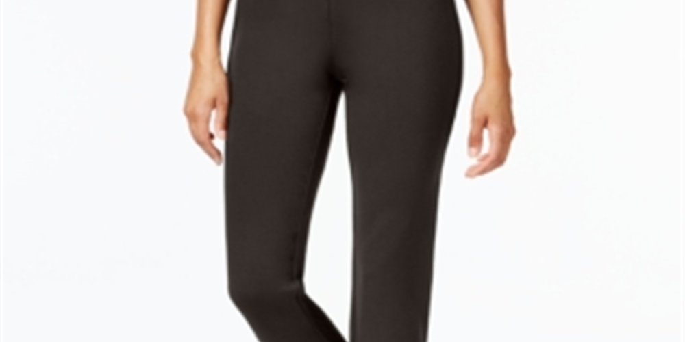 JM Collection Women's Ponte Pull on Straight Leg Pants Brown Size Petite S