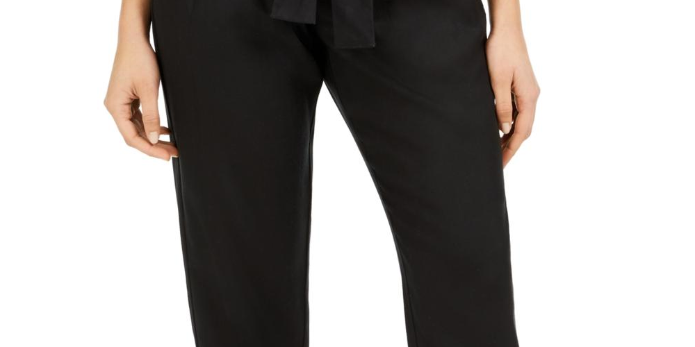 Indigo Rein Women's High Rise Pleated Paperbag Pants Black Size Small