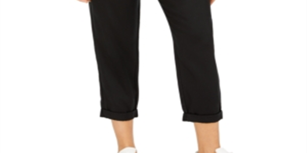 Indigo Rein Women's High Rise Pleated Paperbag Pants Black Size Small