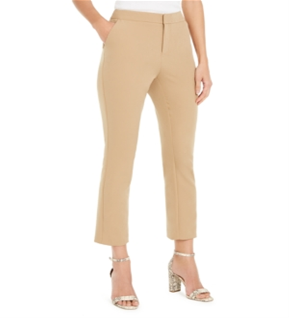 INC International Concepts Women's Slim Fit Flat Ankle Stretch Dress Pants Brown Size 18