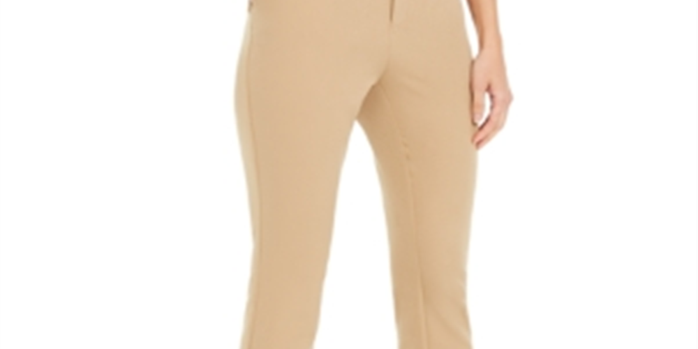 INC International Concepts Women's Slim Fit Flat Ankle Stretch Dress Pants Brown Size 18