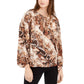 INC International Concepts Women's Snake Print Peasant Top Brown Size Small