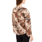 INC International Concepts Women's Snake Print Peasant Top Brown Size Small