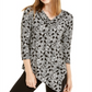 Alfani Women's Asymmetrical Geometric Blouse Black Size S