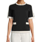 Anne Klein Women's Front Pockets Knit Top Black Size Medium