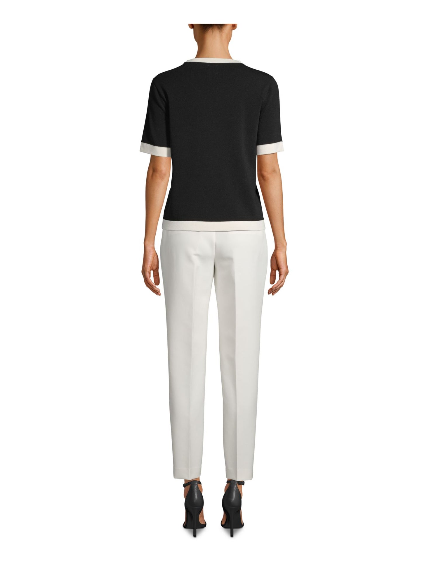 Anne Klein Women's Front Pockets Knit Top Black Size Medium