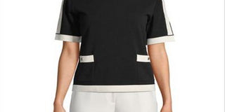 Anne Klein Women's Front Pockets Knit Top Black Size Medium