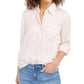 Style & Co Women's One Pocket Striped Shirt Pink Size Small