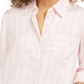 Style & Co Women's One Pocket Striped Shirt Pink Size Small